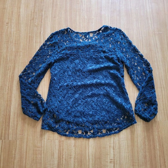 Sanctuary Shirt Women Size Medium Green Lace Lined Long Sleeve Classic Top - Picture 9 of 10